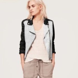 Lou & Grey Medium Marled Gray Knit Moto Jacket
